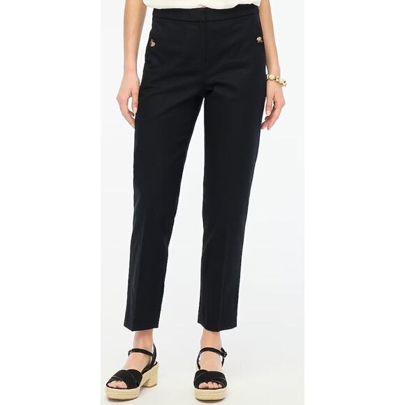 🔥FLASH SALE🔥
 J.Crew Factory Linen-cotton elastic-back sailor pant‎ 10P Black - Picture 1 of 4